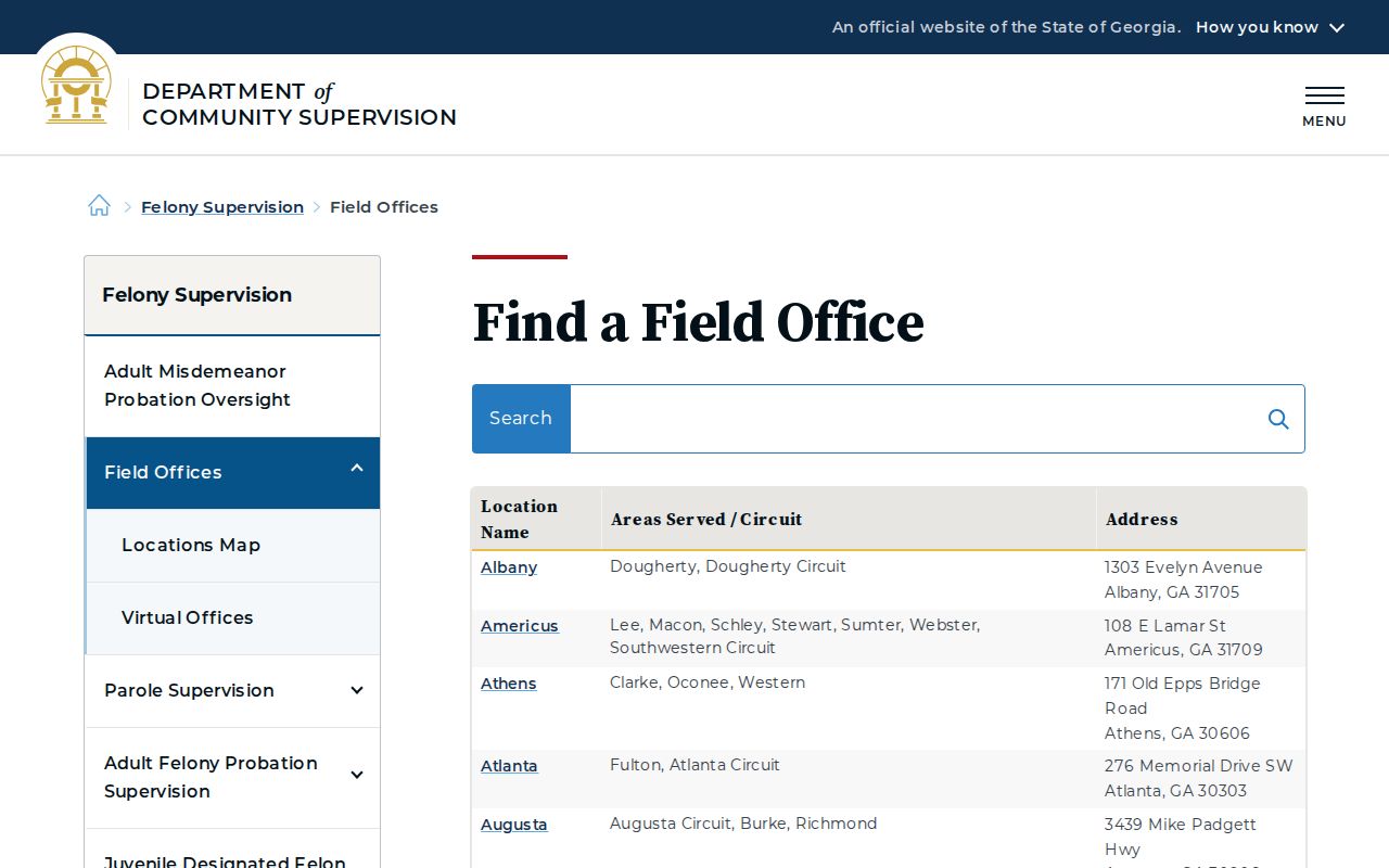 DCS Milledgeville field office listing serving Greene County